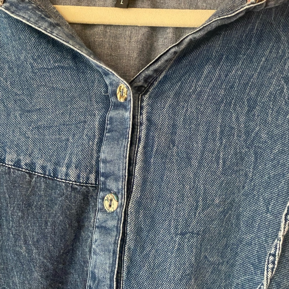 Young Threads Denim Patchwork Tunic Top with Pink… - image 10